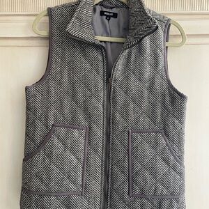 WISHLIST Women’s Vest Brown Gray Taupe Herringbone Size S Preppy Equestrian